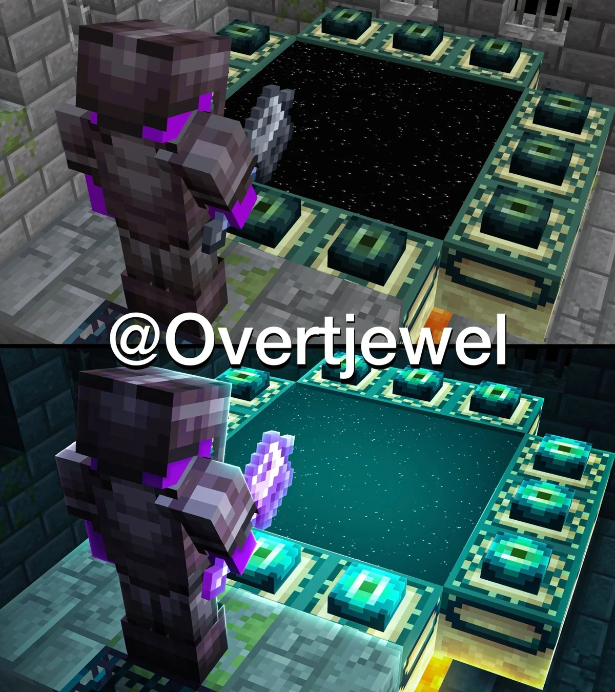 Before-and-after comparison of a Minecraft End portal thumbnail